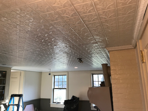 White metal tin ceiling tiles